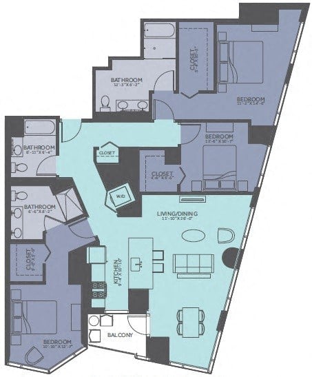 3 Bedroom 10-Tower Floorplan Image
